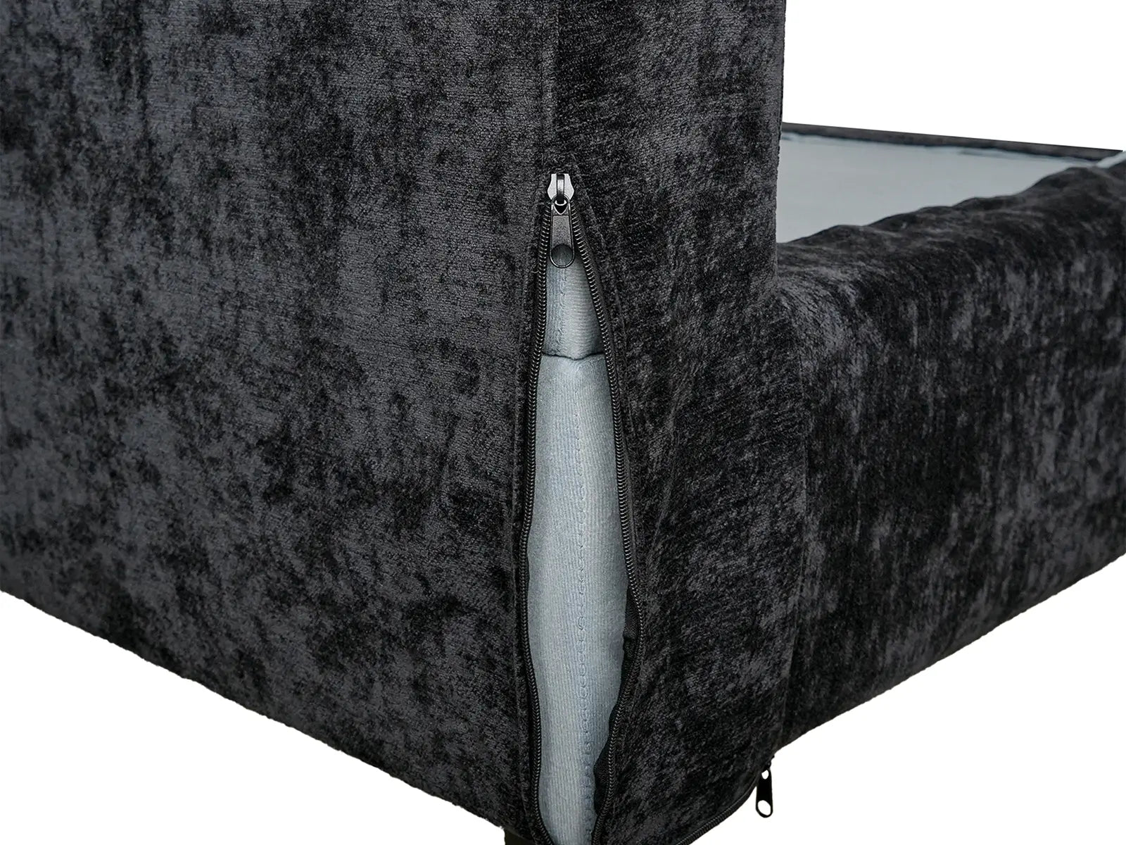 Sofá seccional de 4 plazas Deluxe Cloud negro | 4 piezas, tela de chenilla mezcla de lino, fundas de cojín lavables
