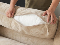 Puf Deluxe Nube Caqui | 1 pieza (incluye 1 puf), Tela de chenilla mezcla de lino, Fácil de limpiar