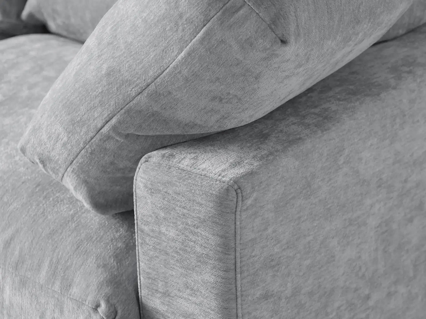 Puf Deluxe Cloud gris claro | 1 pieza (incluye 1 puf), tela de chenilla mezcla de lino, fundas de cojín lavables