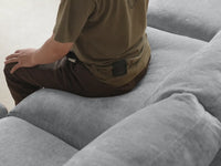 Puf Deluxe Cloud gris claro | 1 pieza (incluye 1 puf), tela de chenilla mezcla de lino, fundas de cojín lavables