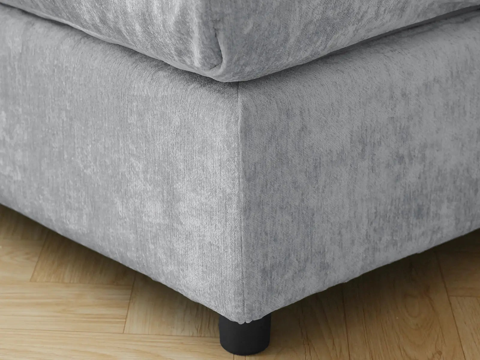 Puf Deluxe Cloud gris claro | 1 pieza (incluye 1 puf), tela de chenilla mezcla de lino, fundas de cojín lavables