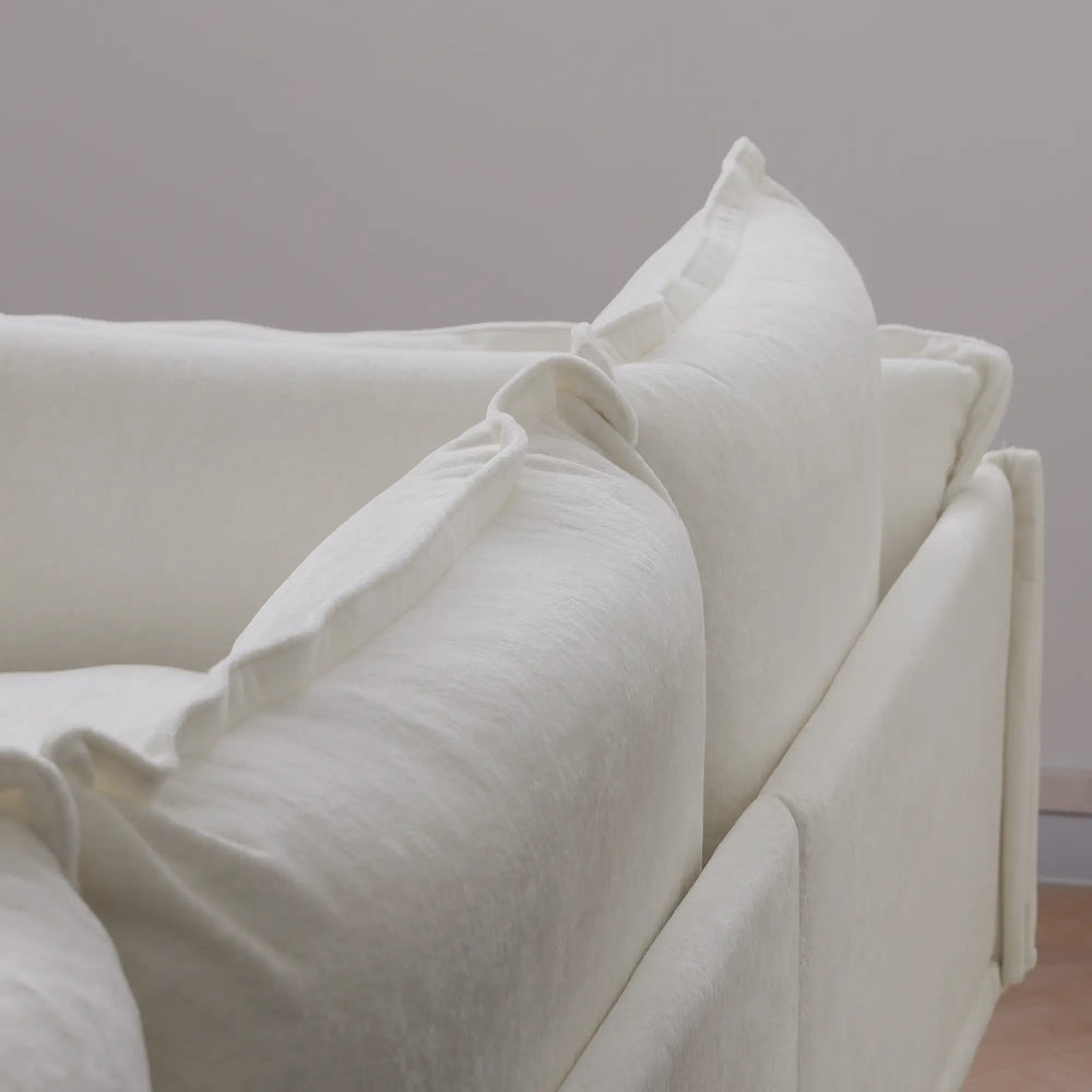 Deluxe Urban Cloud Sectional Sofas | 1-Piece Velvet Beige Ottoman