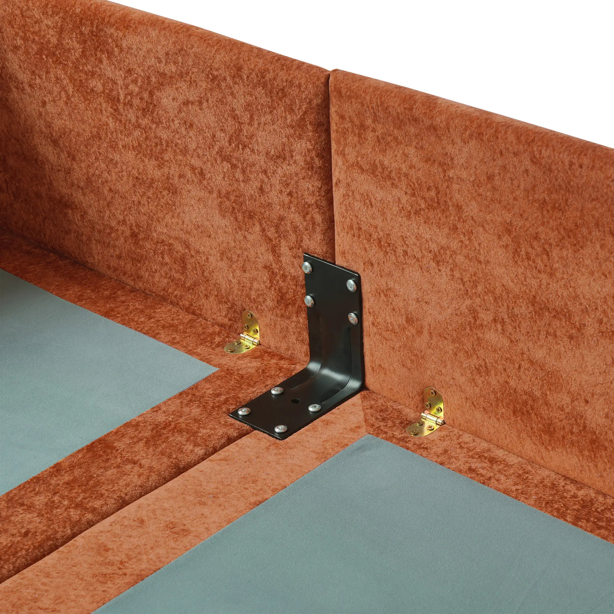 Deluxe Cloud 3-Seater Orange Modular L-Shaped Sectional | 4-Piece (includes 1 Ottoman), Velvet Fabric, Roomy Layout