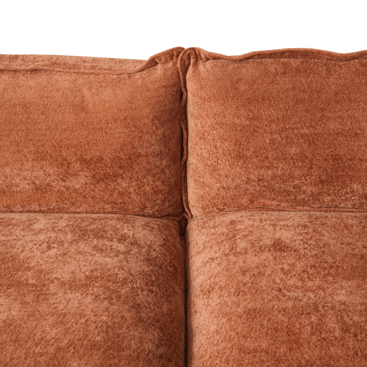 Deluxe Cloud 3-Seater Orange Modular L-Shaped Sectional | 4-Piece (includes 1 Ottoman), Velvet Fabric, Roomy Layout