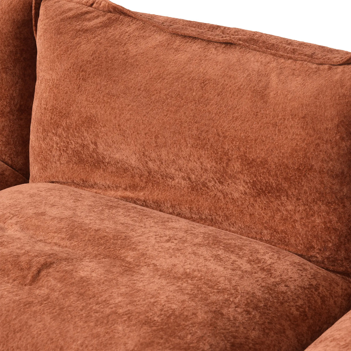 Deluxe Cloud 3-Seater Orange Modular L-Shaped Sectional | 4-Piece (includes 1 Ottoman), Velvet Fabric, Roomy Layout