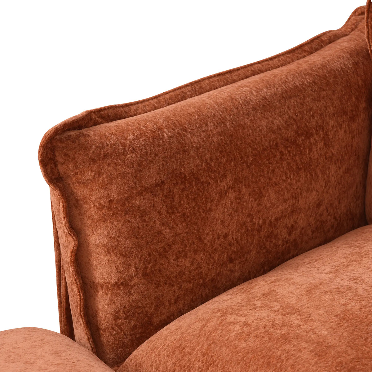 Deluxe Cloud 3-Seater Orange Modular L-Shaped Sectional | 4-Piece (includes 1 Ottoman), Velvet Fabric, Roomy Layout