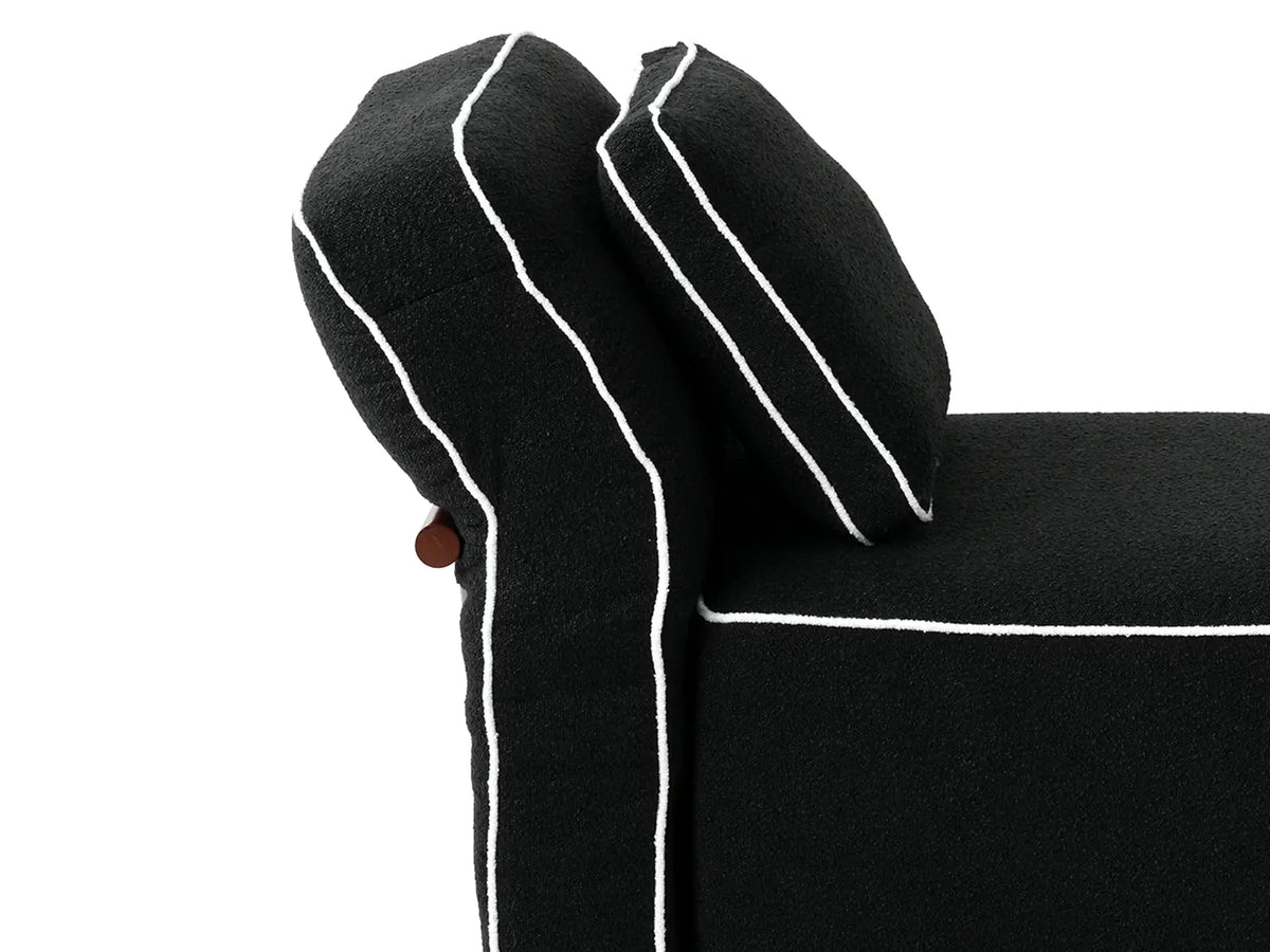 Deluxe Cloud 5-Seater Black Large Space Sofa-Sets | 6-Piece (Includes 1 Ottoman), Bouclé Sherpa-Like Fabric, Easy To Clean