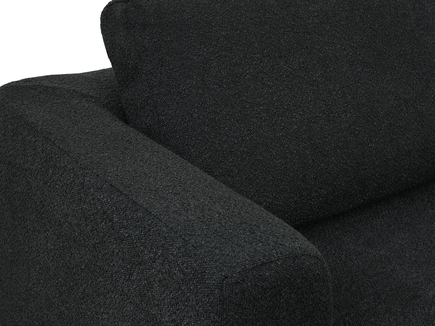 Deluxe Cloud 1-Seater Black Single Sofa | 1-Piece, Bouclé Sherpa-Like Fabric, Living Room Accent, Washable Cushion Covers