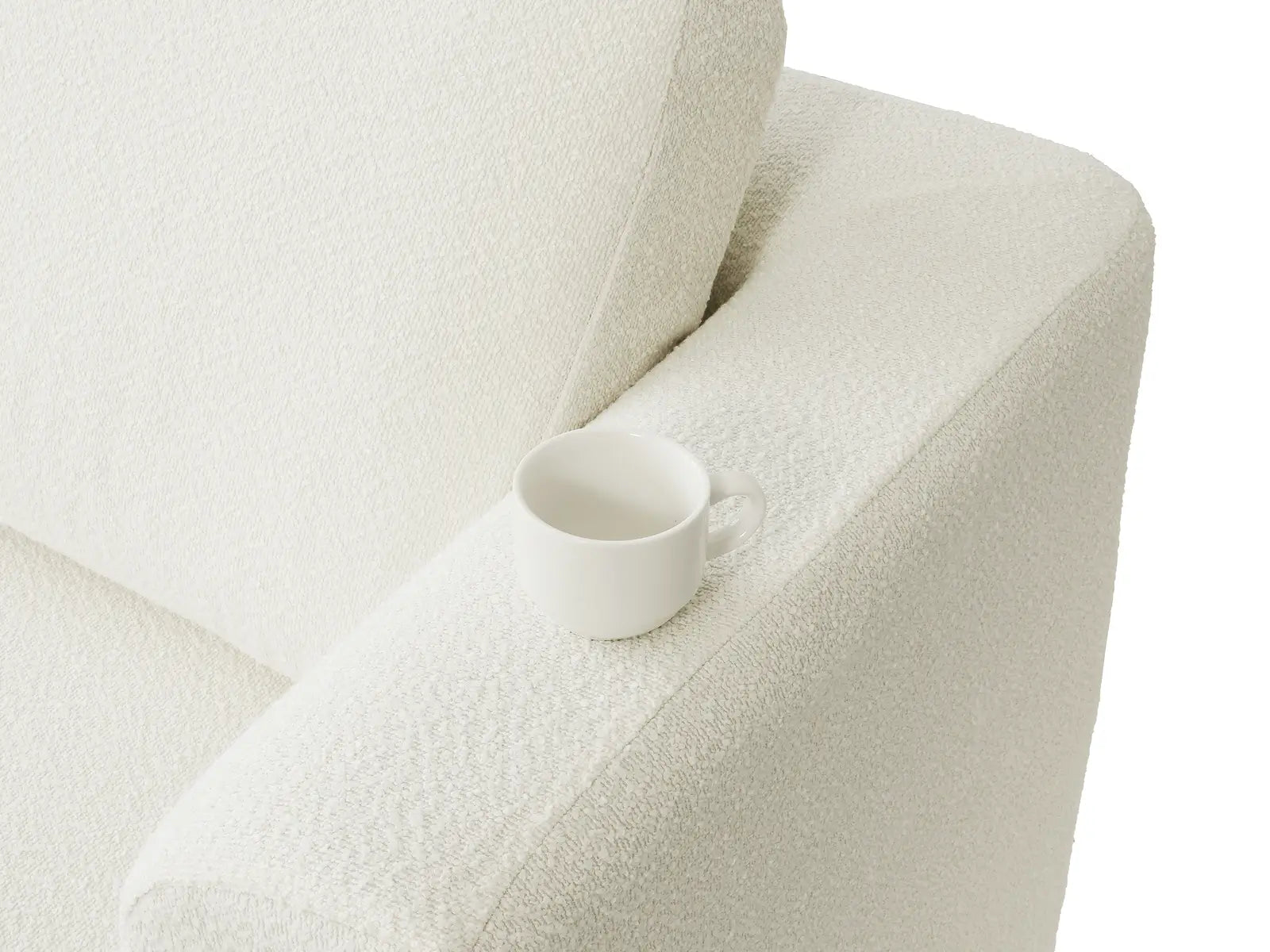 Deluxe Cloud 4-Seater White Large Space Sofa Set | 7-Piece (Includes 3 Ottomans), Bouclé Sherpa-Like Fabric, Easy To Clean