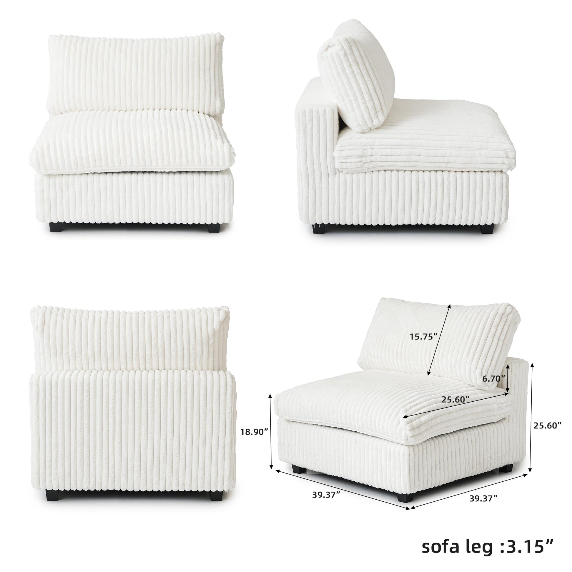 Cloud Couch Modular Sectional Sofa,157" Oversized U Shaped Couch with Ottoman,6 Seater Convertible Sofa,Comfy Plush Couches for Living Room,Covers Washable&amp;Replaceable (White)