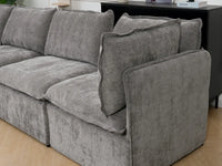 Deluxe Cloud 4-Seater Grey Large Space Couch Sectional | 4-Piece, Linen Look Poly Fabric, Easy To Clean
