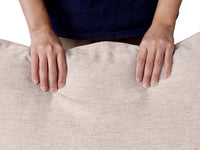 Deluxe Cloud Khaki Ottoman | 1-Piece (Includes 1 Ottoman), Linen Look Poly Fabric, Washable Cushion Covers