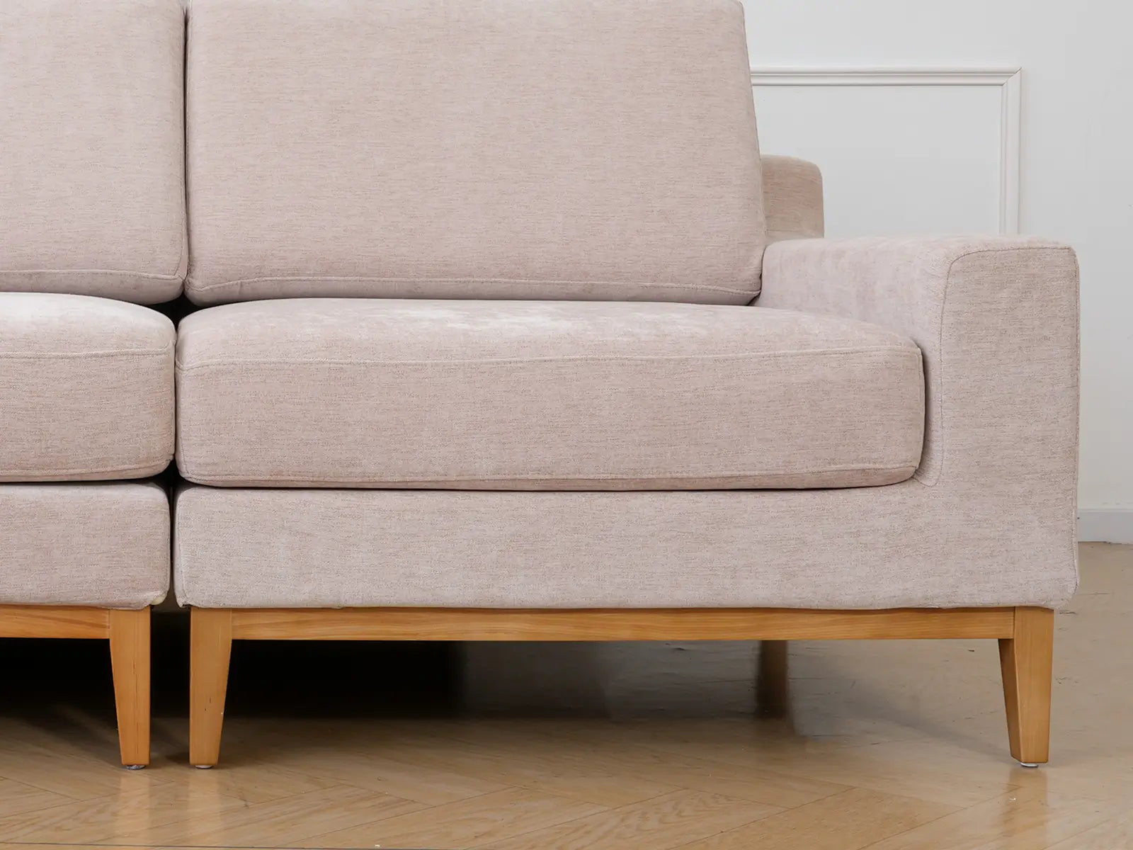 Deluxe Cloud 4-Seater Khaki Sofa Set | 7-Piece (Includes 3 Ottomans), Linen Look Poly Fabric, Washable Cushion Covers