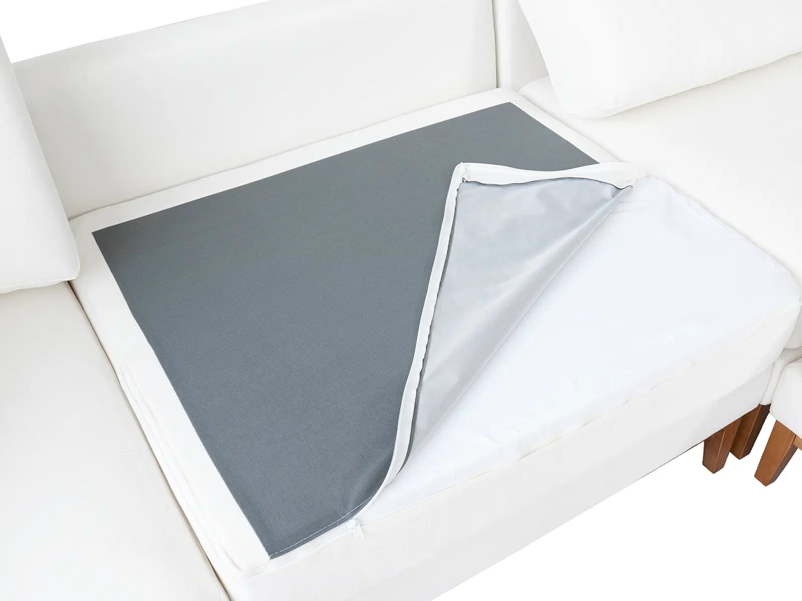 Deluxe Cloud White Ottoman | 1-Piece (Includes 1 Ottoman), Linen Look Poly Fabric, Easy To Clean