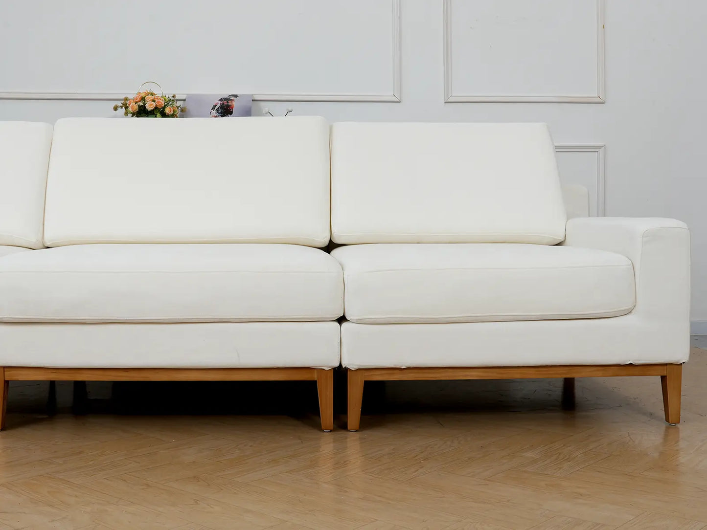 Deluxe Cloud White Ottoman | 1-Piece (Includes 1 Ottoman), Linen Look Poly Fabric, Easy To Clean