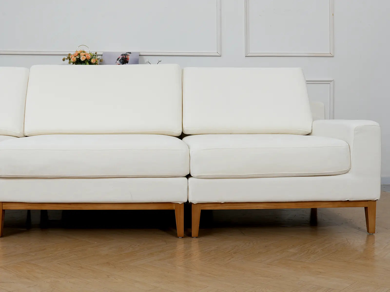Deluxe Cloud White Ottoman | 1-Piece (Includes 1 Ottoman), Linen Look Poly Fabric, Easy To Clean