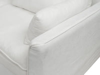 Deluxe Cloud White Ottoman | 1-Piece (Includes 1 Ottoman), Linen Look Poly Fabric, Easy To Clean