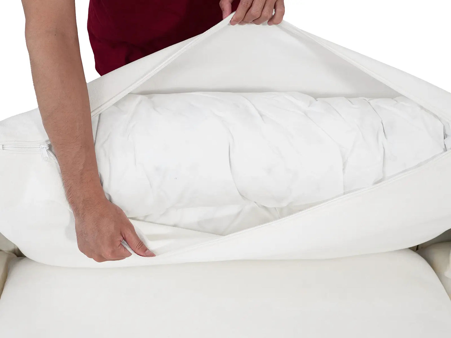 Deluxe Cloud White Ottoman | 1-Piece (Includes 1 Ottoman), Linen Look Poly Fabric, Easy To Clean