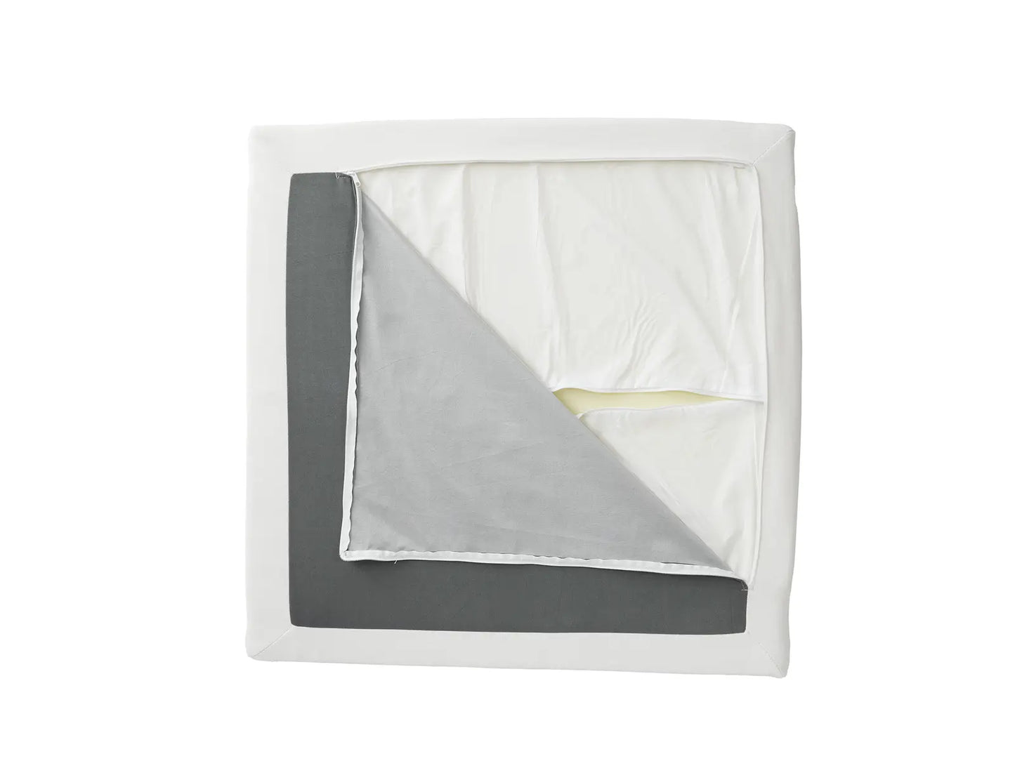 Deluxe Cloud White Ottoman | 1-Piece (Includes 1 Ottoman), Linen Look Poly Fabric, Easy To Clean