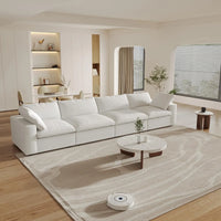 Deluxe Premium Cloud Sectional Sofas | 4-Piece Cotton and Linen White Couch Sectionals 160" Storage Ottoman 4-seaters