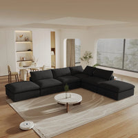 Deluxe Premium Cloud Sectional Sofas | Black Cotton and Linen Couch Sectionals 4-seaters