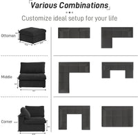 Deluxe Premium Cloud Sectional Sofas | Black Cotton and Linen Couch Sectionals 4-seaters
