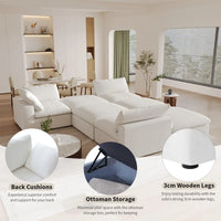 Deluxe Premium Cloud Sectional Sofas | White Cotton and Linen Couch Sectionals 4-seaters