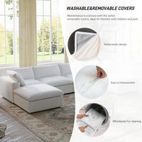 Deluxe Premium Cloud Sectional Sofas | White Cotton and Linen Couch Sectionals 4-seaters