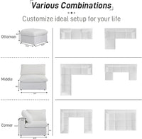 Deluxe Premium Cloud Sectional Sofas | White Cotton and Linen Couch Sectionals 4-seaters