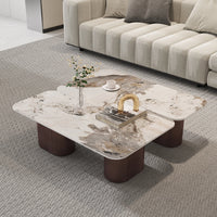 Aero Sintered Stone Coffee Table | 40" White Square With 4 Legs