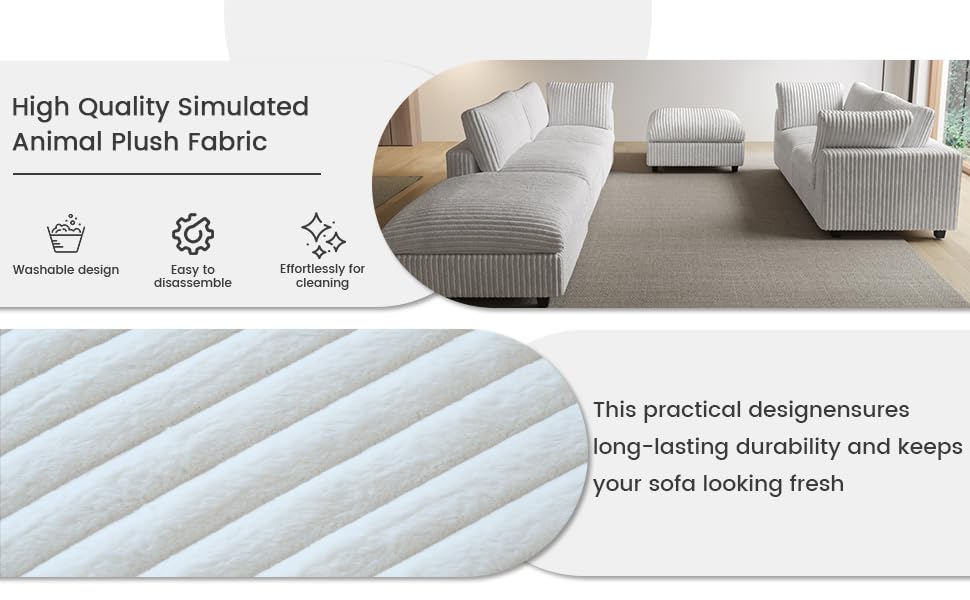 Cloud Couch Modular Sectional Sofa,157" Oversized U Shaped Couch with Ottoman,6 Seater Convertible Sofa,Comfy Plush Couches for Living Room,Covers Washable&amp;Replaceable (White)
