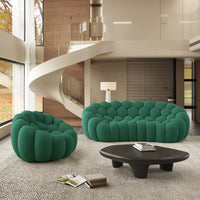 Sofás Essential Arc Boneless | Seccionales en forma de L de 2 piezas con tejido de punto 3D verde, 4 plazas