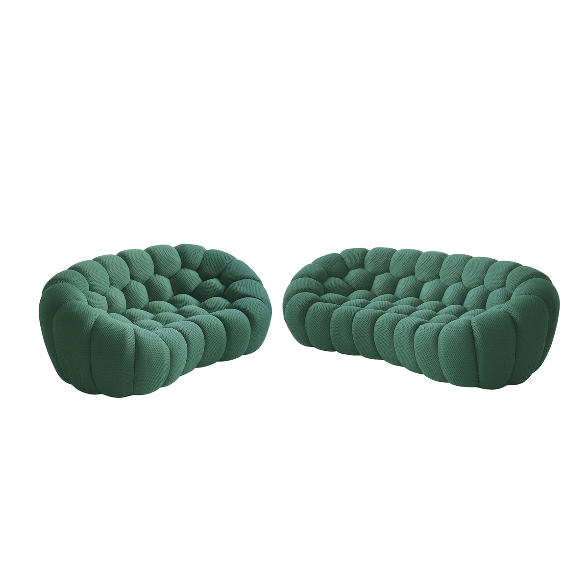 Essential 5-Seater green 3D-Knitted Fabric V-Shaped Sectionals | 2-Piece, 3D-Knitted Fabric, Apartment Friendly