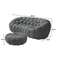 Sofás Essential Arc Boneless | Seccionales de 2 piezas en forma de L, de tejido de punto 3D, color gris, con 1 otomana