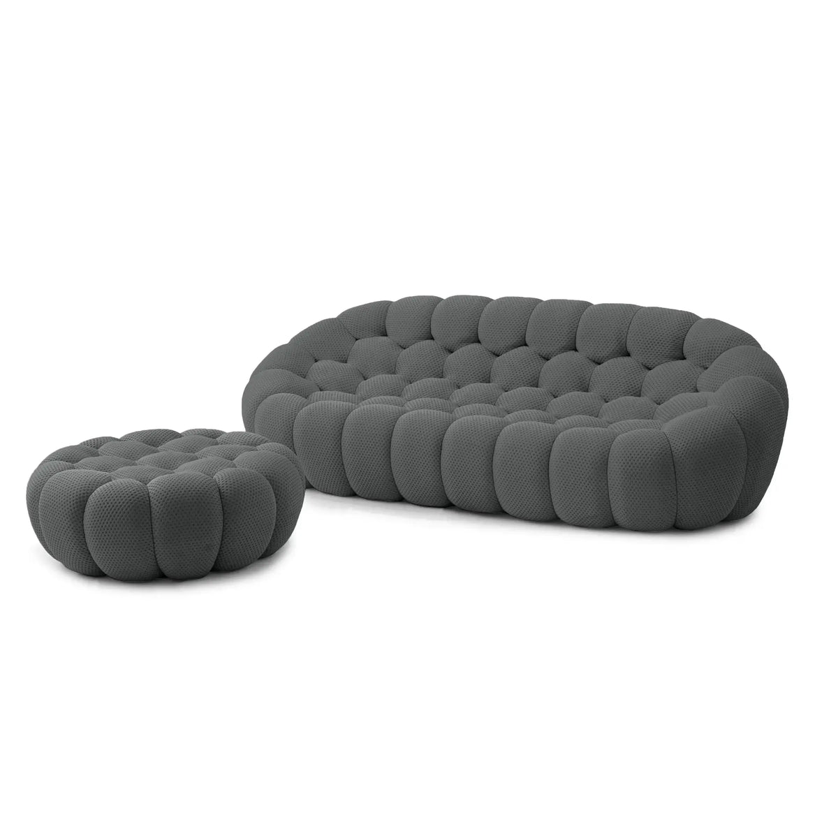Sofá seccional esencial en forma de L de 3 plazas, tela tejida 3D gris | 2 piezas (incluye 1 otomana), tela tejida 3D, ideal para apartamentos