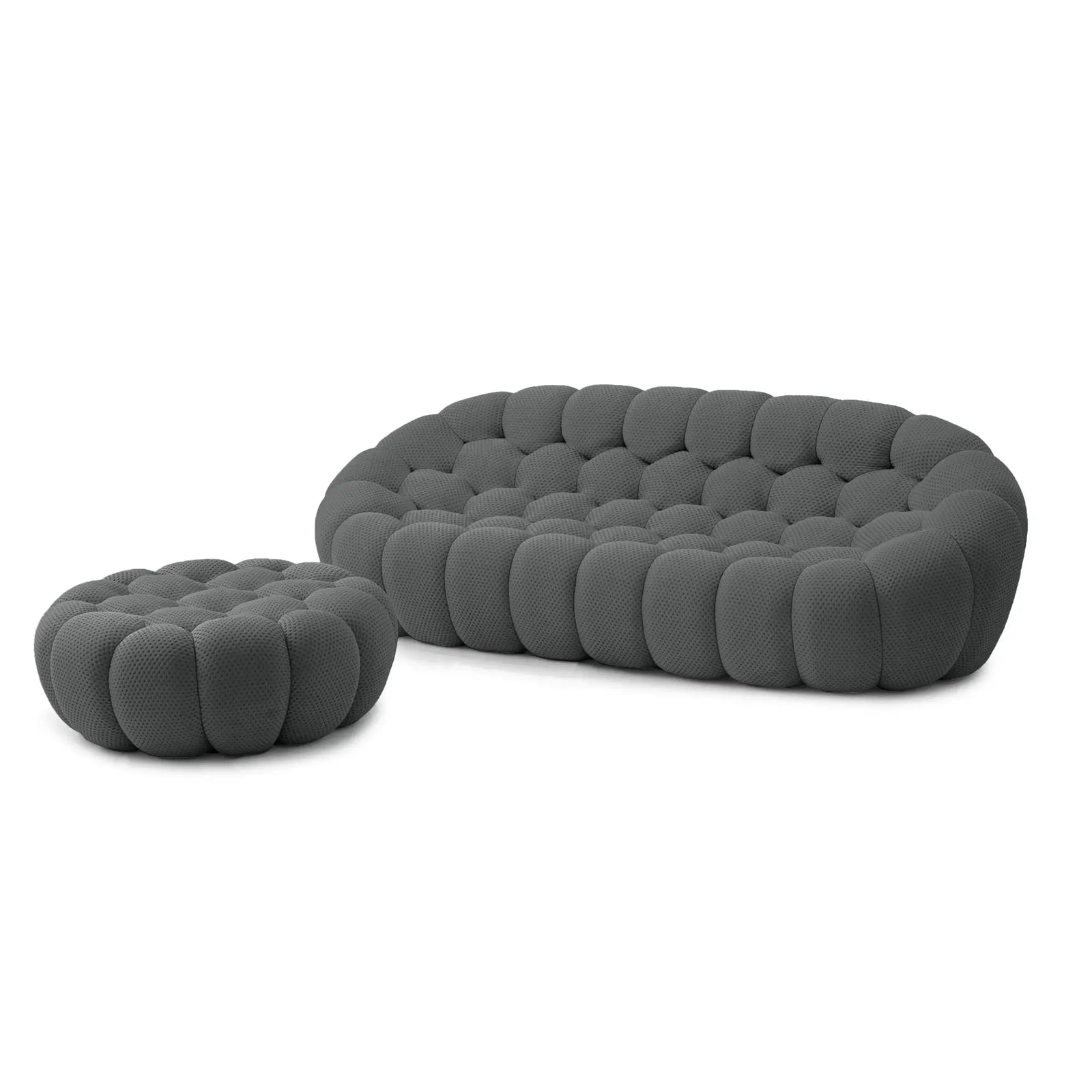 Essential 3-Seater grey 3D-Knitted Fabric L-Shaped Sectionals | 2-Piece (includes 1 Ottoman), 3D-Knitted Fabric, Apartment Friendly