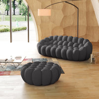 Essential Armless Floor Sofas | 2-Piece 3D Knitted Fabric Grey L-Shaped Sectionals 3-Seater With 1 Ottoman