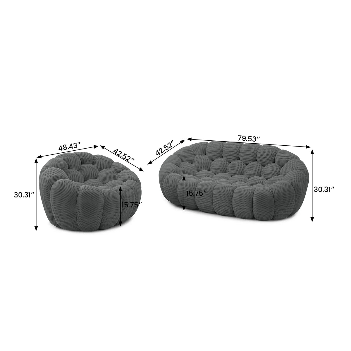 Seccionales Esenciales de 3 Plazas en Tela Tejida en 3D Color Gris en Forma de L | 2 Piezas, Tela Tejida en 3D, Espacio Pequeño
