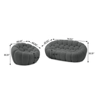 Essential Armless Floor Sofas | 2-Piece 3D Knitted Fabric Grey L-Shaped Sectionals 3-Seater