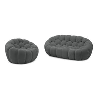 Essential Armless Floor Sofas | 2-Piece 3D Knitted Fabric Grey L-Shaped Sectionals 3-Seater