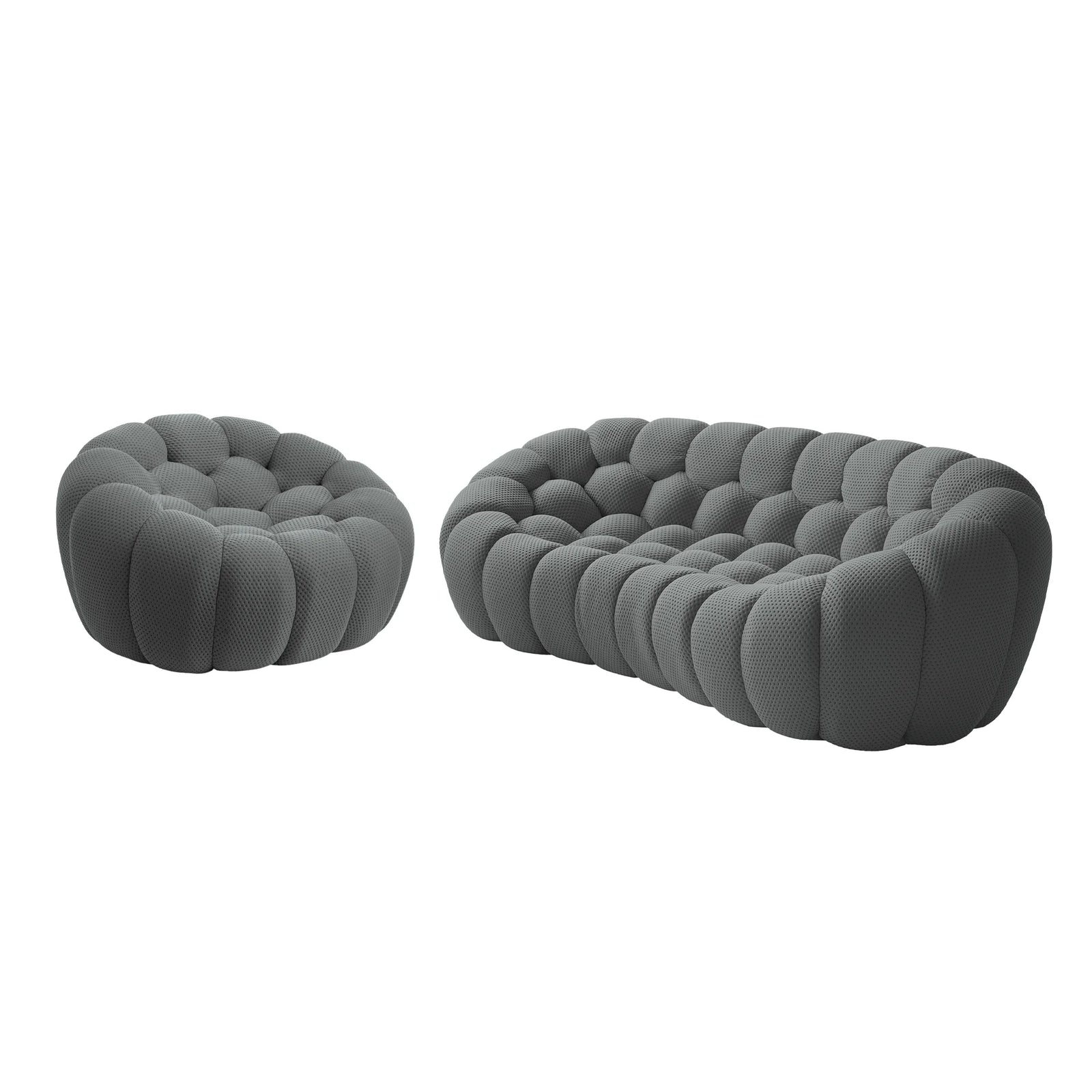 Essential 4-Seater grey 3D-Knitted Fabric L-Shaped Sectionals | 2-Piece, 3D-Knitted Fabric, Apartment Friendly