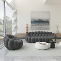Essential Armless Floor Sofas | 2-Piece 3D Knitted Fabric Grey L-Shaped Sectionals 4-Seater