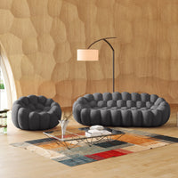 Essential Armless Floor Sofas | 2-Piece 3D Knitted Fabric Grey L-Shaped Sectionals 4-Seater