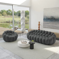 Essential Armless Floor Sofas | 2-Piece 3D Knitted Fabric Grey L-Shaped Sectionals 4-Seater
