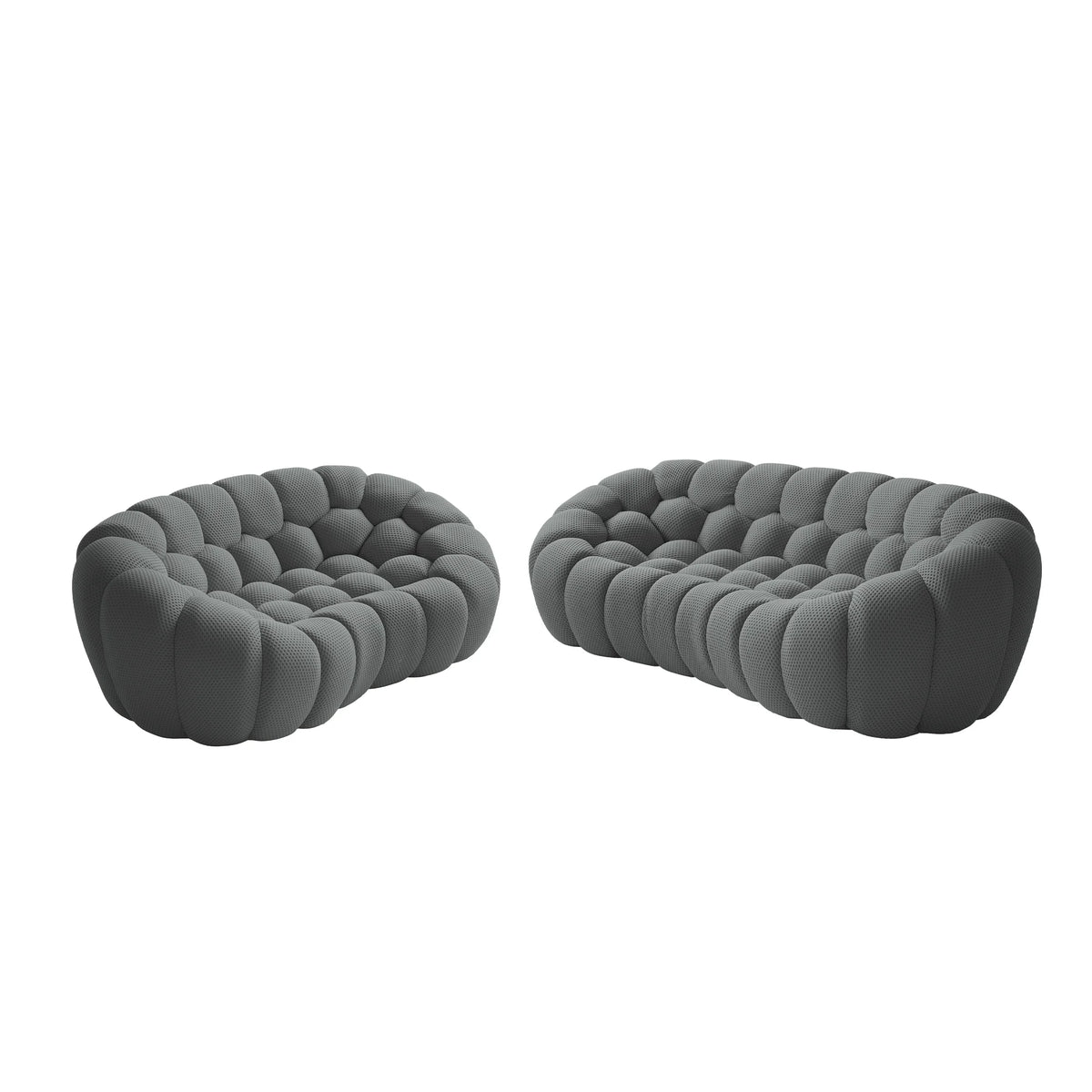 Essential 5-Seater grey 3D-Knitted Fabric V-Shaped Sectionals | 2-Piece, 3D-Knitted Fabric, Large Space