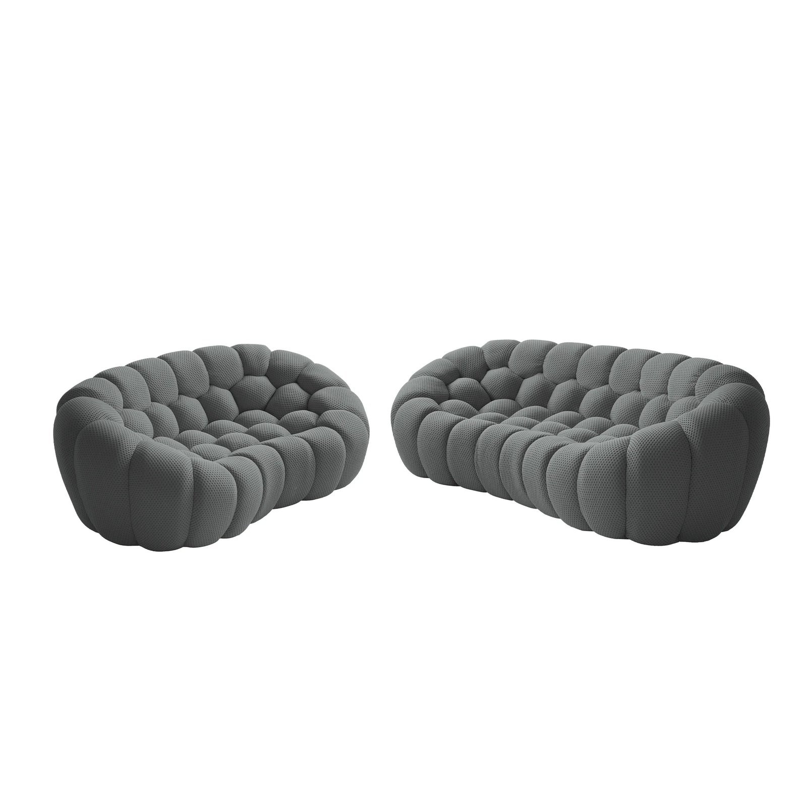 Essential 5-Seater grey 3D-Knitted Fabric V-Shaped Sectionals | 2-Piece, 3D-Knitted Fabric, Large Space