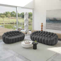 Essential Armless Floor Sofas | 2-Piece 3D Knitted Fabric Grey L-Shaped Sectionals 5-Seater