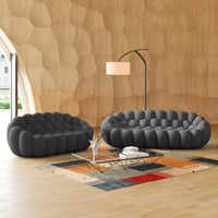 Essential Armless Floor Sofas | 2-Piece 3D Knitted Fabric Grey L-Shaped Sectionals 5-Seater