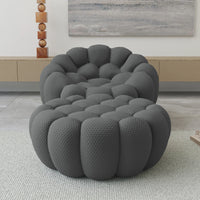 Essential Armless Floor Sofas | 2-Piece 3D Knitted Fabric Grey Sofa Sets 1-Seater With 1 Ottoman