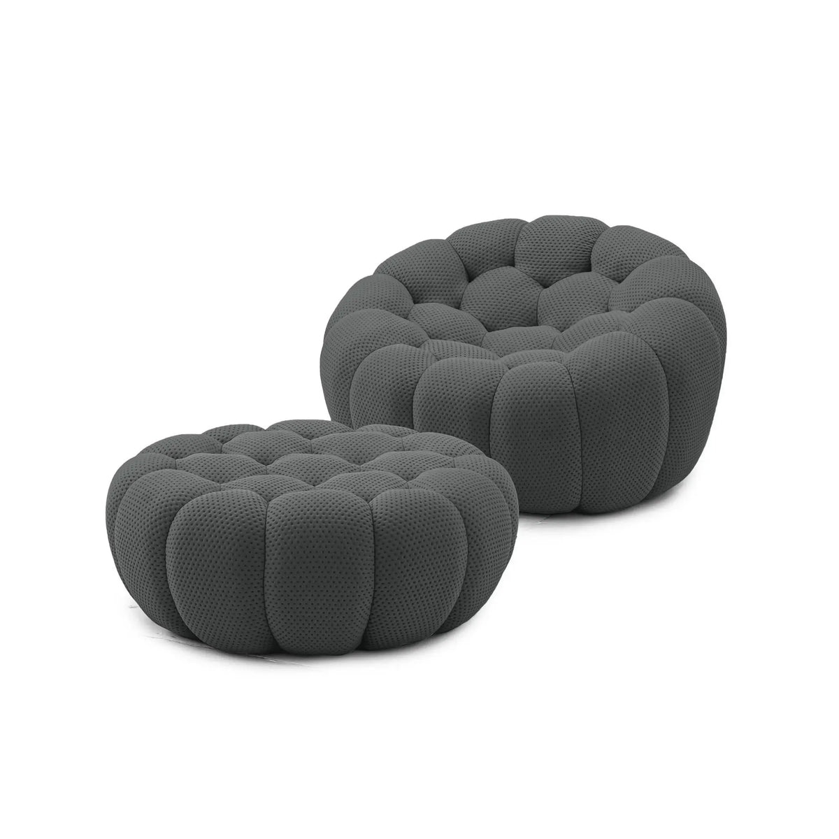 Sofá individual Essential de 1 plaza en tela tejida 3D gris | 2 piezas (incluye 1 otomana), tela tejida 3D, ideal para apartamentos